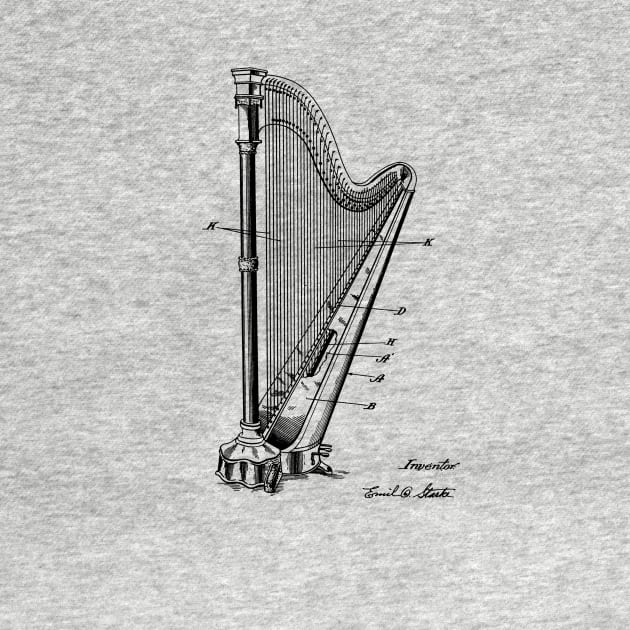HARP Vintage patent drawing by skstring